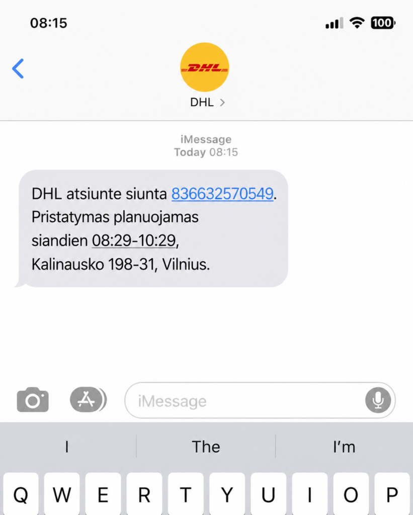 nepatogus kurjerio pranešimas