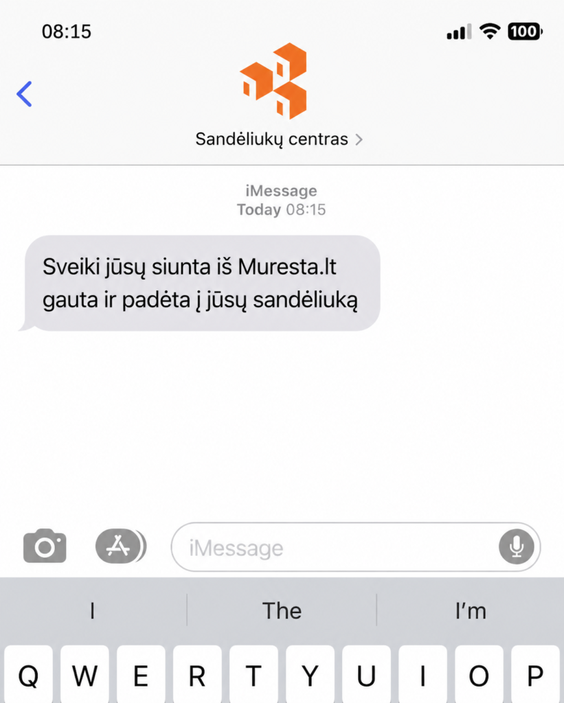 siunta padėta į sandėliuką